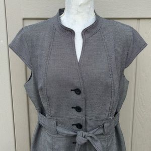 Calvin Klein Micro Plaid Black and White Career Button Down Dress. Size 14